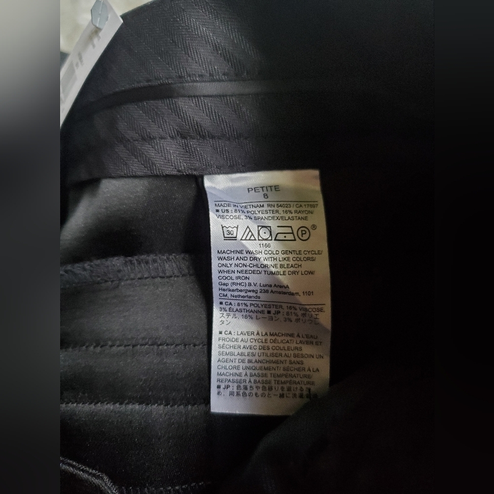 Banana Republic Black Satin Ryan Straight Leg Stretch Pants 8 PETITE RT$110 NEW - Picture 9 of 9